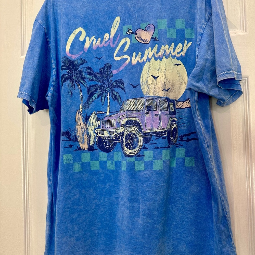 Altar'd State Oversized Blue Graphic Tee